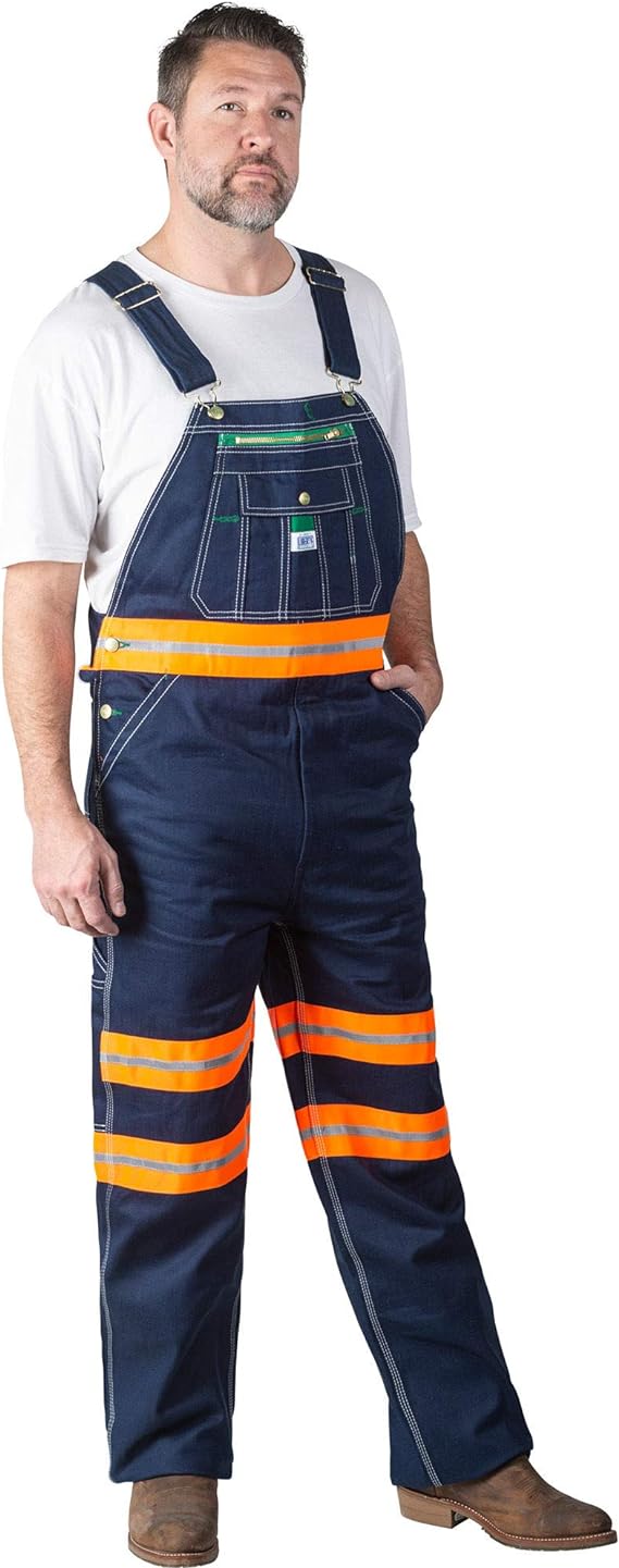 Liberty Mens Hi-Vis Orange Tape Rigid Denim Bib Overall