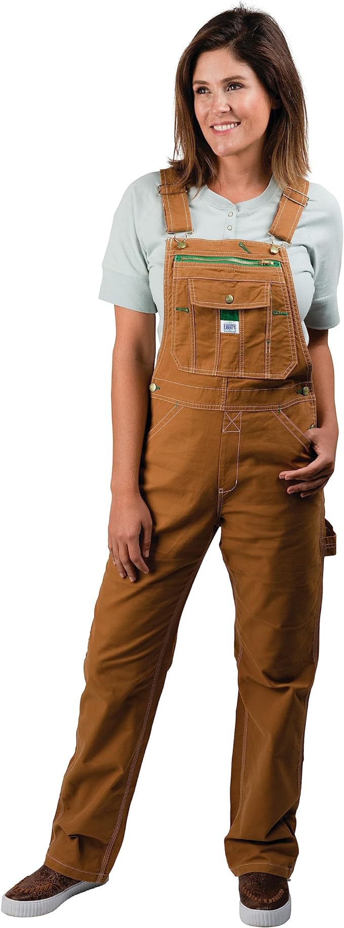 Liberty Women's Washed Brown Duck Bib Overalls