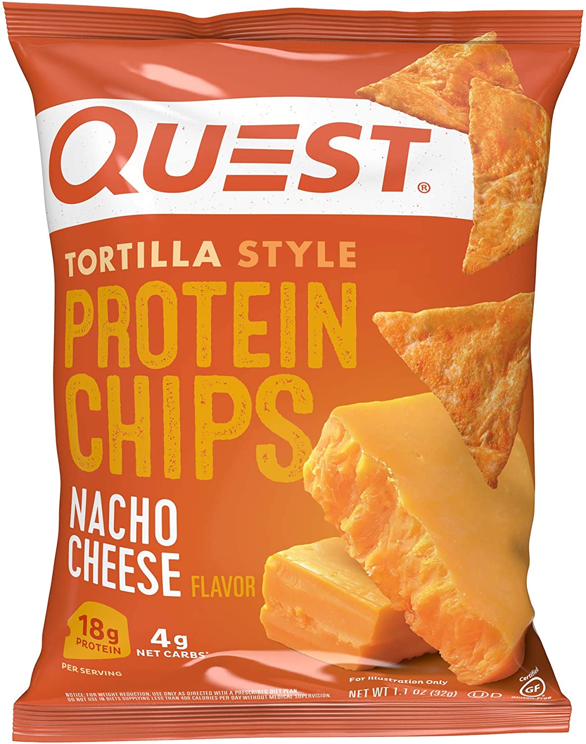 Quest Nutrition Tortilla Style Protein Chips Low Carb Nacho Cheese Pack of 12