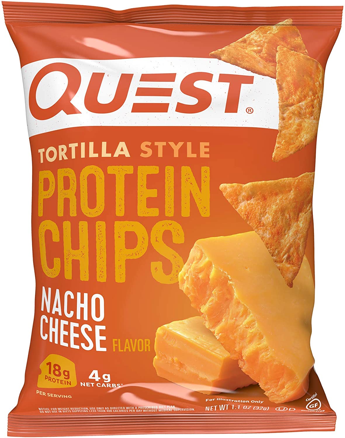 Quest Nutrition Tortilla Style Protein Chips Low Carb Nacho Cheese Pack of 12