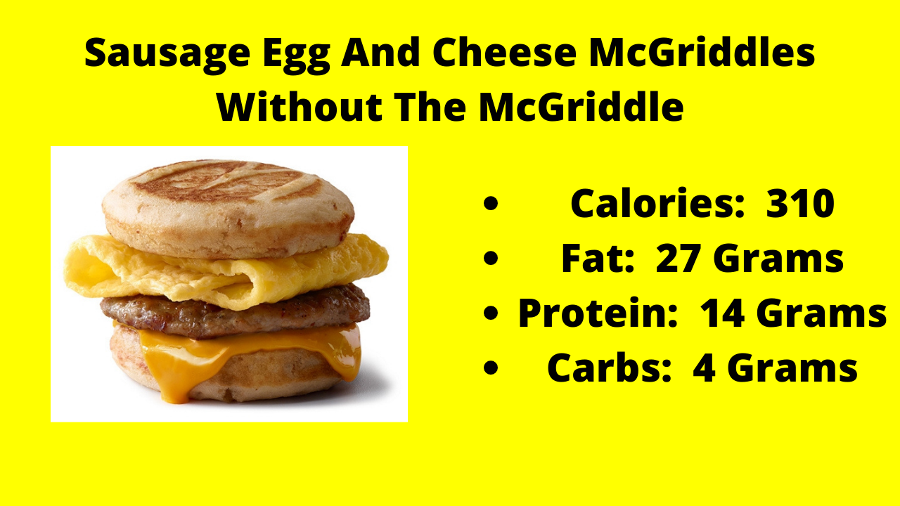 Here are the nutritional numbers for the Sausage Egg And Cheese McGriddles without the McGriddle!